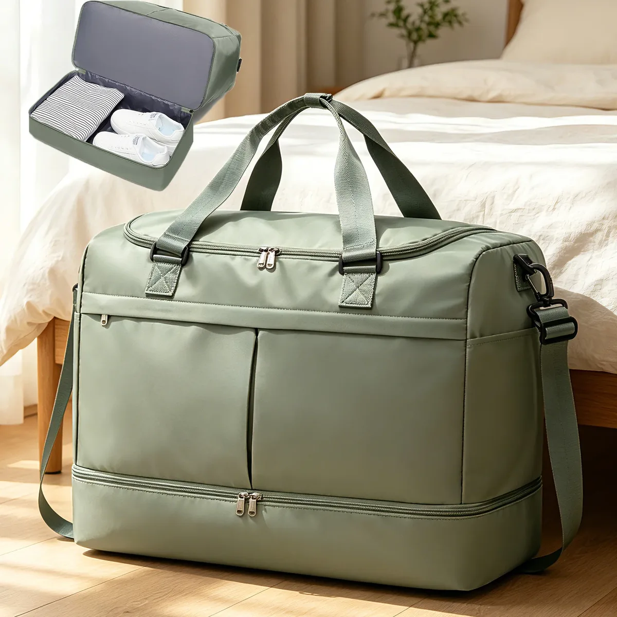 grand sac de voyage, sac de nuit à emporter avec compartiment à chaussures, sacs de week-end pour femmes pour les voyages, les affaires, le sport, l'hôpital