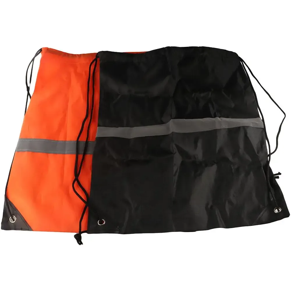 Sac à dos de sport à cordon de serrage avec bande réfléchissante, sac à bandoulière en polyester 210D imperméable, couleur unie, portable