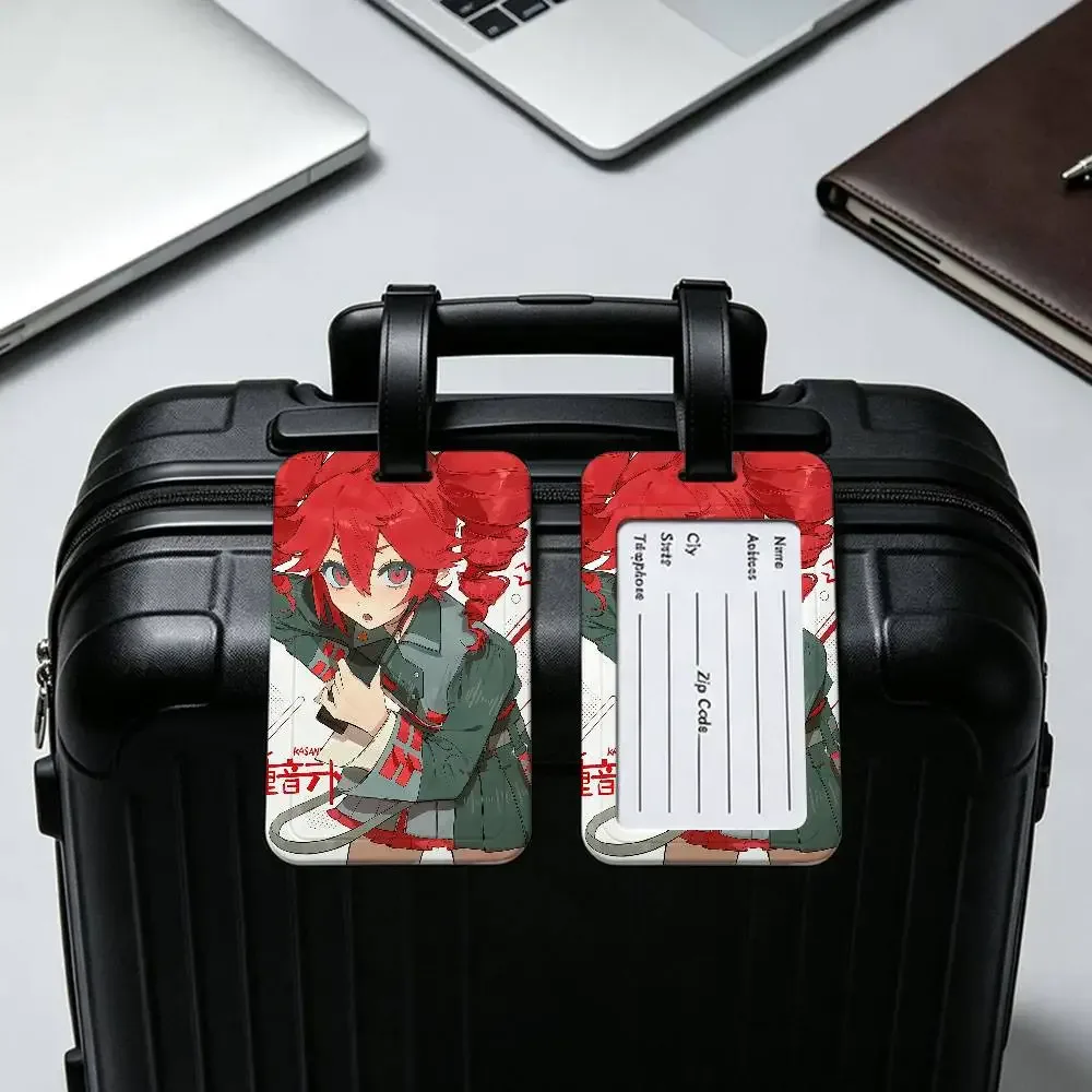 étiquette d'identification de bagage en pvc de la chanteuse virtuelle populaire kasane teto, porte-carte d'informations anti-perte, étiquette de nom pour valise de voyage
