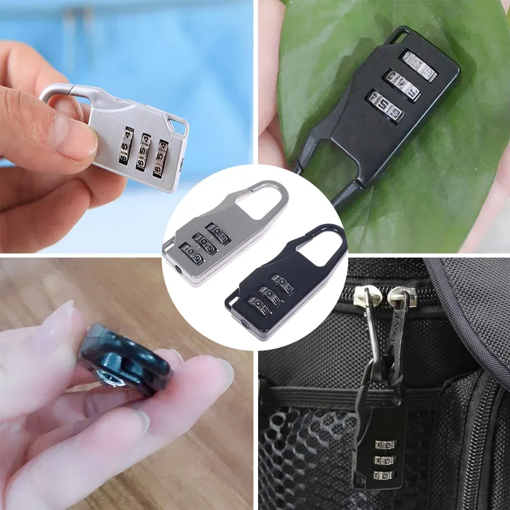 lot de 5 mini cadenas de voyage en alliage d'aluminium, ensemble de serrures à bagages avec code à combinaison réinitialisable à 3 chiffres pour valises et sacs