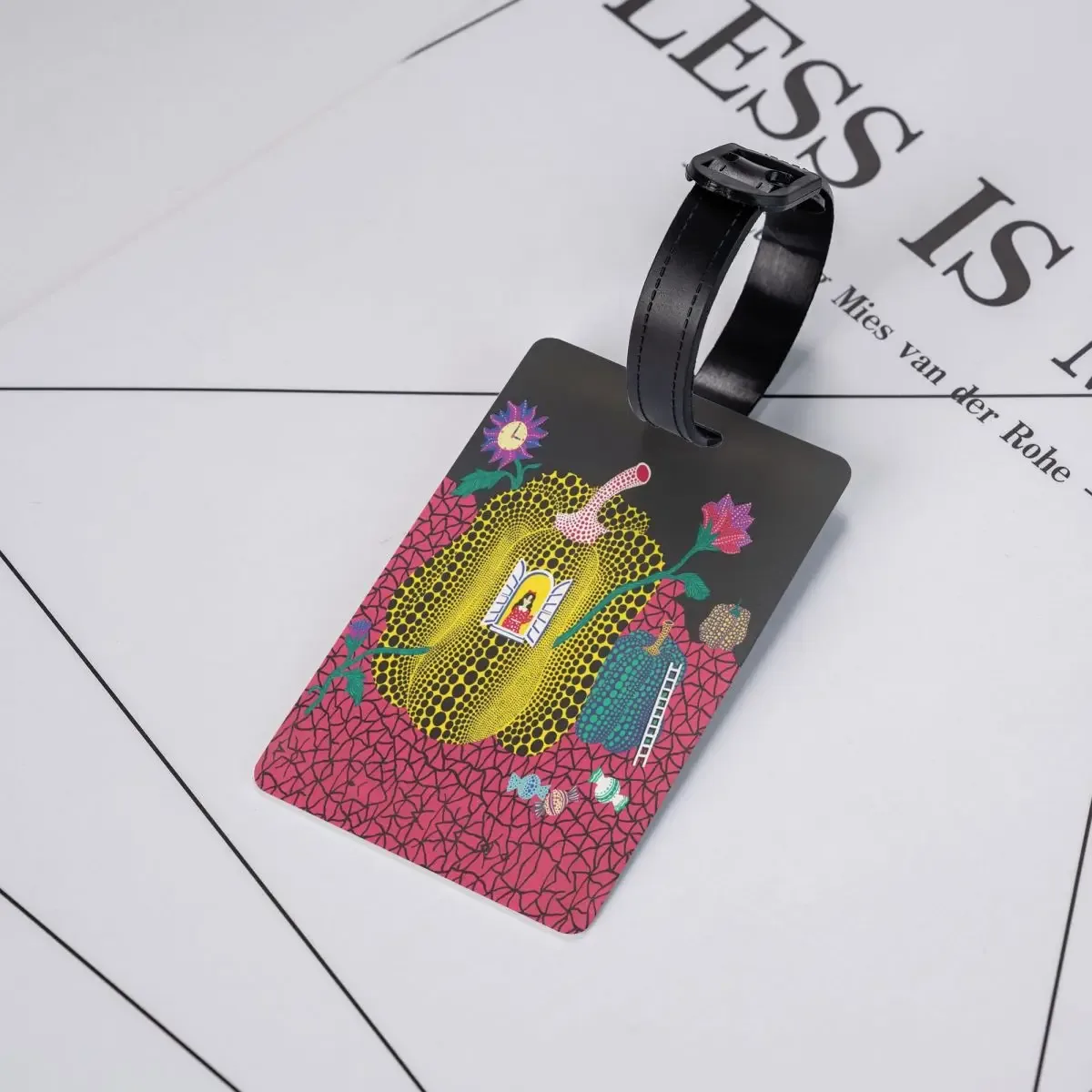 étiquette de bagage personnalisée yayoi kusama, peinture abstraite, protection de la vie privée, étiquettes de bagage, sac de voyage, valise attro