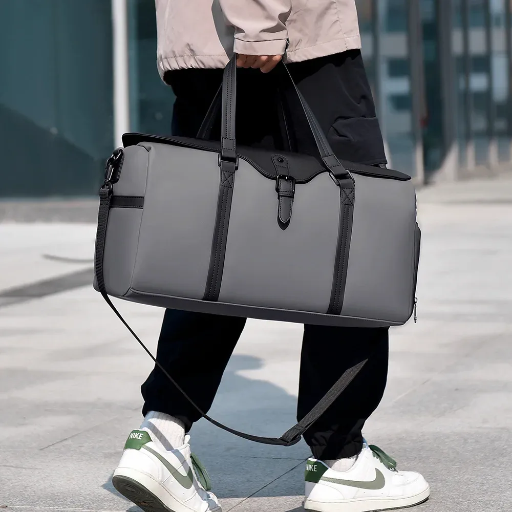 sac de voyage grande capacité pour courtes distances, sac de sport simple et décontracté avec séparation sec-humide, sac de rangement à roulettes