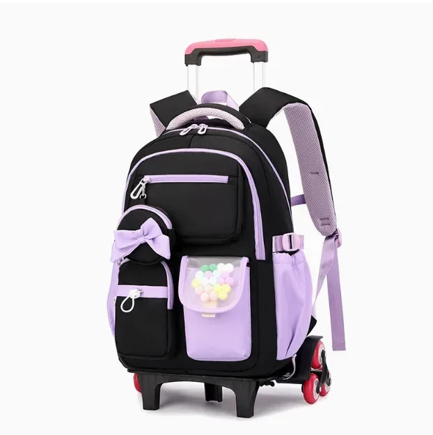 sac à dos à roulettes pour filles, sac à roulettes pour l'école pour enfants, sacs à roulettes pour l'école primaire, le collège et le lycée, sac à dos à roulettes pour filles