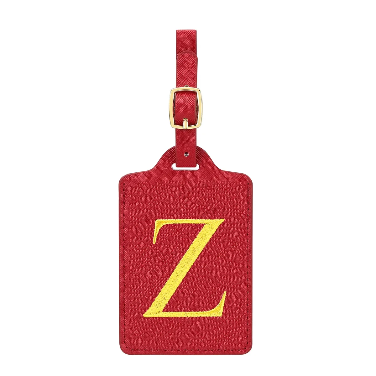 étiquettes de bagage miyin 26 lettres en cuir pu pour valises, protection de la vie privée, accessoires de voyage essentiels, rouge éclatant