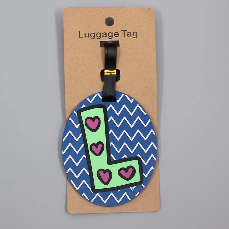 étiquette d'accessoires de voyage pour bagages, 26 lettres mignonnes, en gel de silice, support d'identification pour valise, étiquette d'embarquement pour bagages, portable, nouveauté