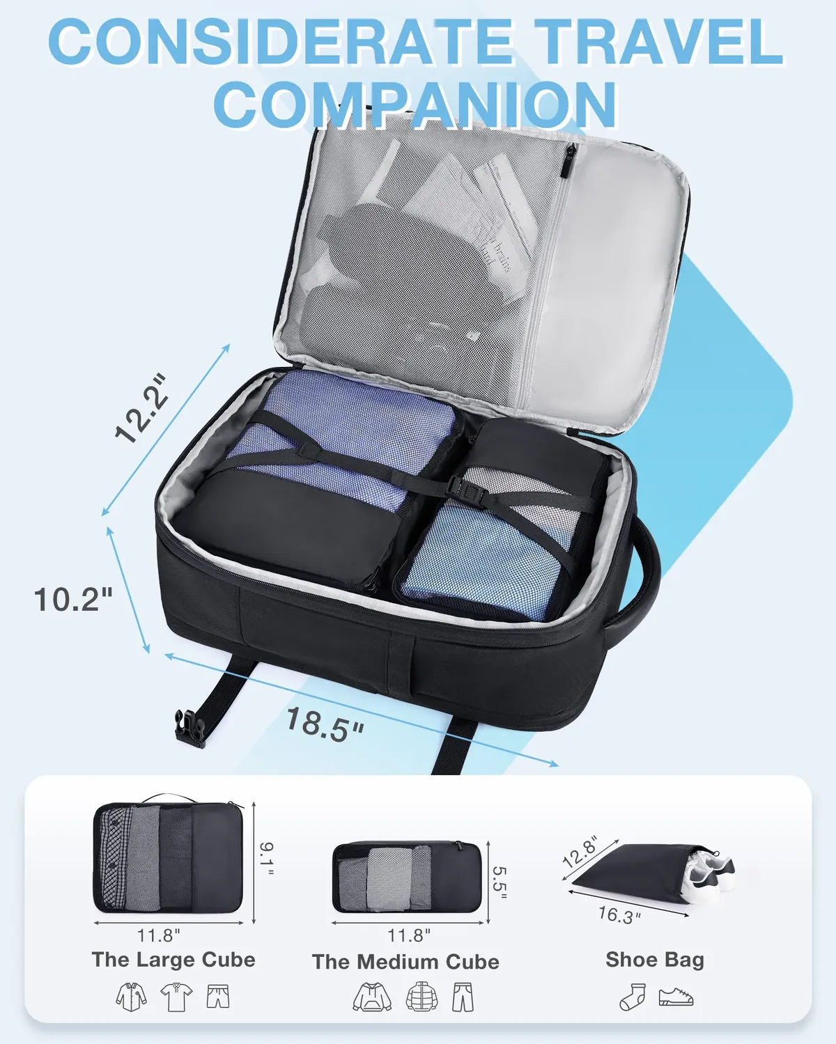 bagsmart-sac à dos de voyage extensible, sacoche pour ordinateur portable, étanche, multifonctionnel, pour l'école et les affaires, bagages, valises, 40l