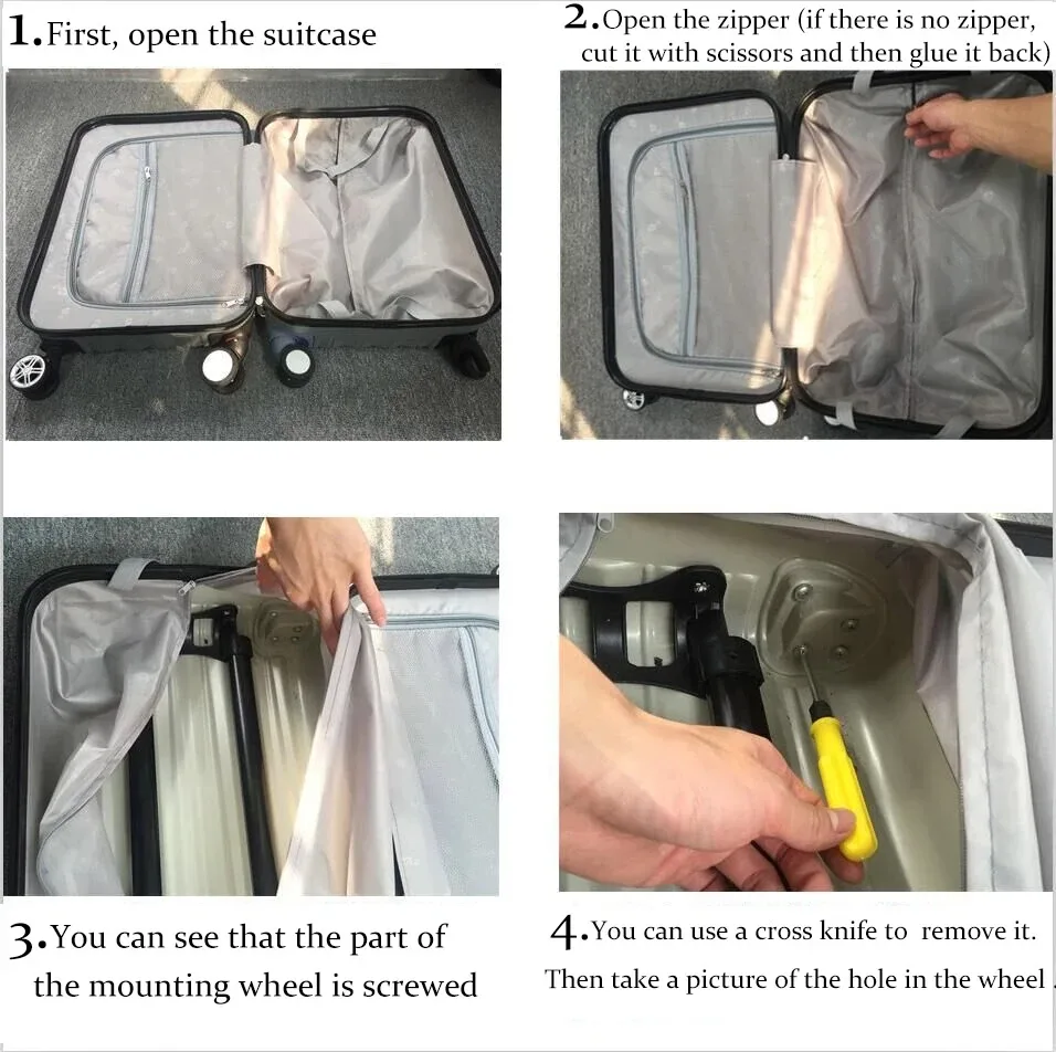gzszz-valise à roulettes silencieuse absorbant les chocs, valise de vol d'affaires, étui cosmétique, accessoires de réparation de roue universels, w001