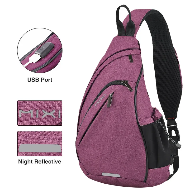 mixi – sac à dos à une épaule pour hommes et femmes, sac à bandoulière usb pour garçons, cyclisme, sport, voyage, sac à la mode polyvalent pour étudiants