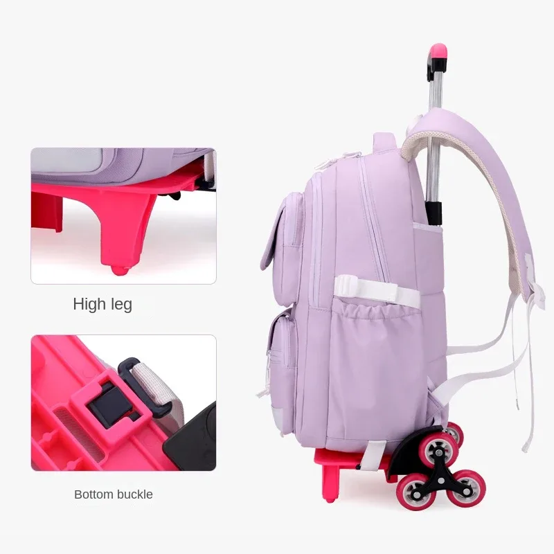 sac à dos d'école à roulettes pour adolescentes, cartable à roulettes, sacs de voyage pour étudiants et enfants, notification