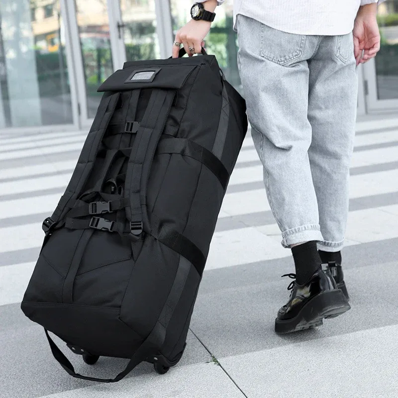 Sac à dos de voyage à roulettes de grande capacité pour hommes, sac d'enregistrement, valise à roulettes pliable, bagage à roulettes Oxford