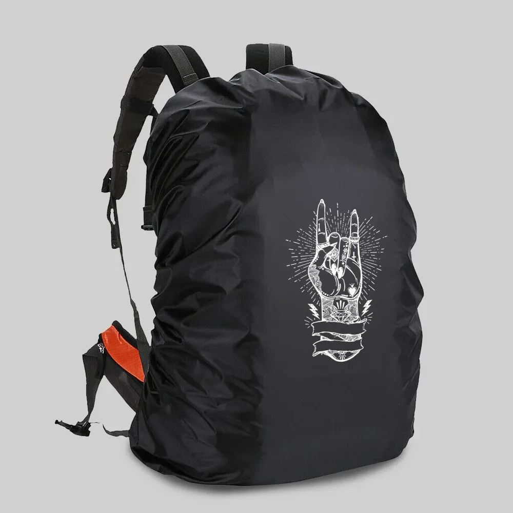 juste de protection imperméable et anti-poussière pour cartable, sac à dos d'escalade en plein air, impression d'image blanche, housse de pluie pour le camping, 20-70l