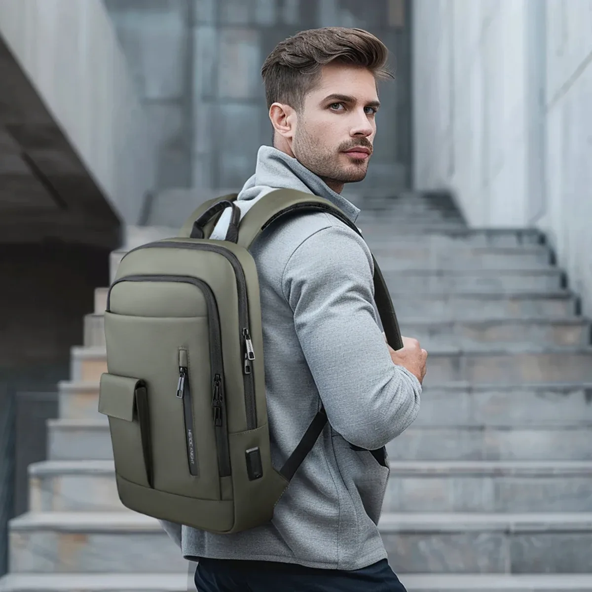 heroic knight – sac à dos d'affaires fin pour hommes, étanche, pour ordinateur portable 15.6 pouces, élégant, multifonctionnel, pour motard, sac à bandoulière de voyage