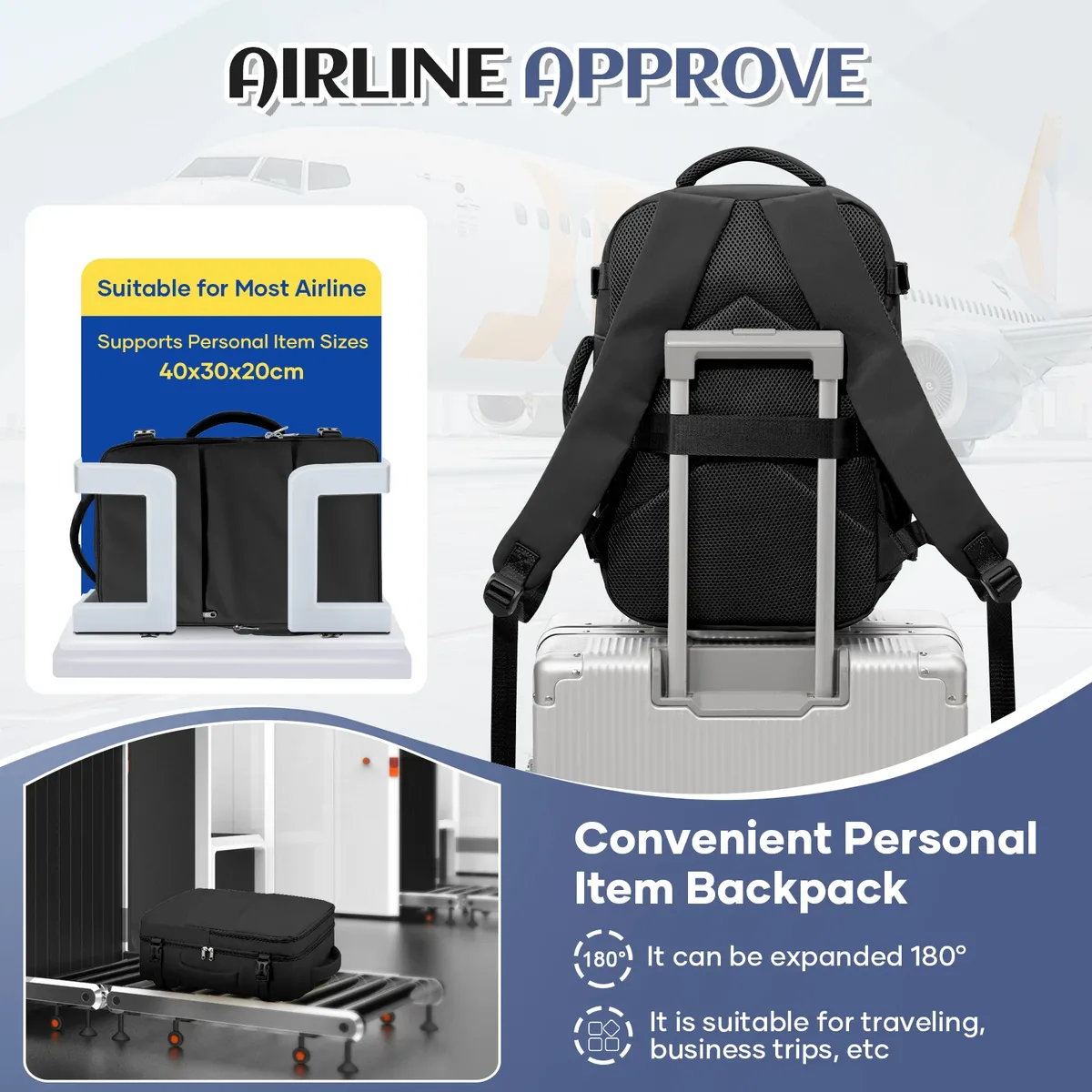 ryanair 40x30x20 sac à dos de voyage wizzair cabine avion valises cabine bagages à main sacs sac à dos étanche ordinateur portable packbag