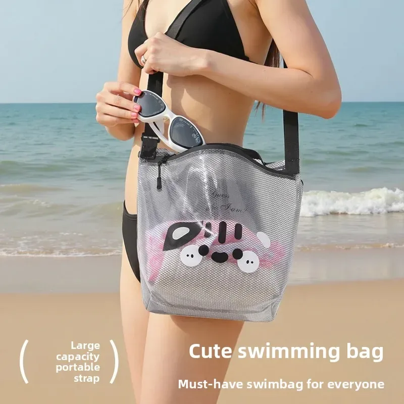 Sac de plage de natation en plein air, étanche, séparation sèche et humide, sac de rangement de grande capacité, sac à bandoulière simple pour articles de toilette de plage