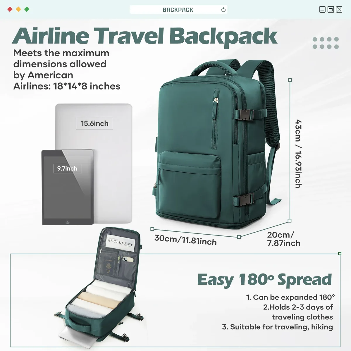 sac à dos 40x30x20 avion, sac à dos de bagage à main de cabine ryanair, sac à dos pour ordinateur portable easyjet pour voyage en avion, sac à dos scolaire