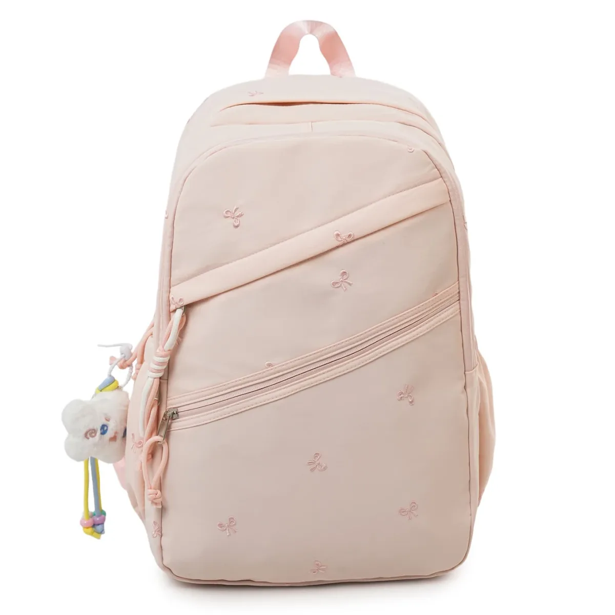 sacs à dos tendance en nylon brodés avec nœud, collection printemps/été 2026, nouveaux sacs polyvalents grande capacité pour étudiants et trajets quotidiens
