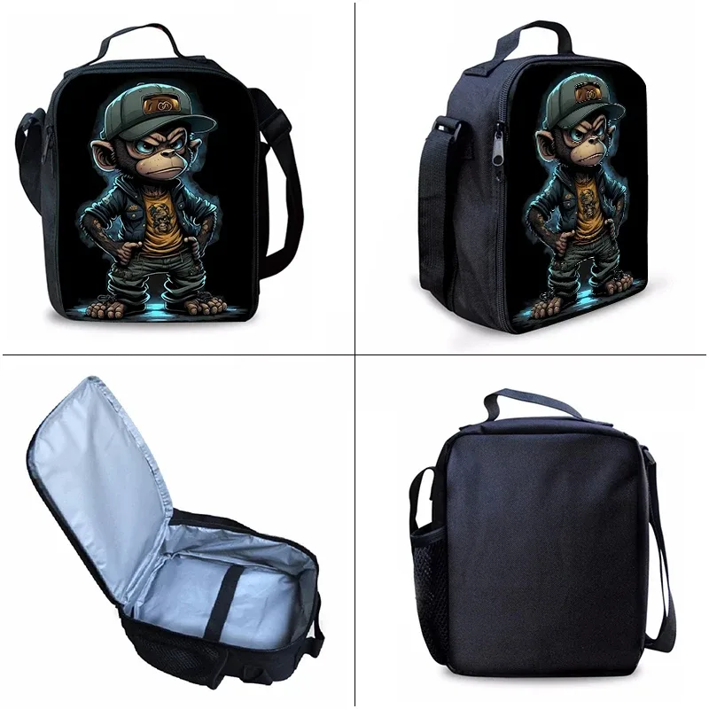 ensemble de sacs à dos en trois parties pour garçons et filles, motif animal de dessin animé singe, meilleurs cadeaux, sac à dos scolaire plat 2d pour enfants