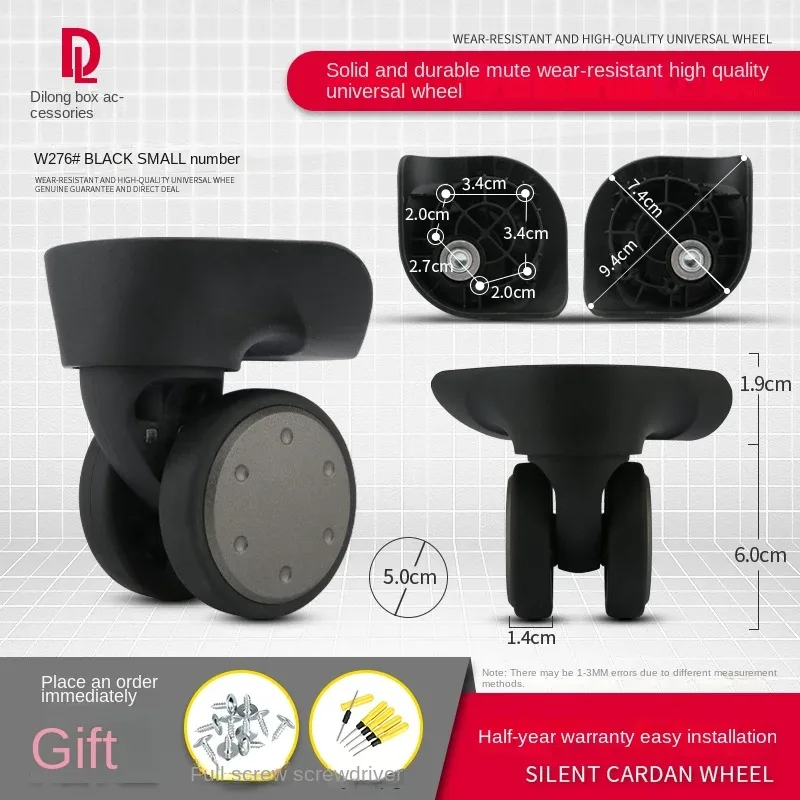dilong – valise à roulettes w276 360 °, valise à roulettes, accessoires de roues universels, entretien de remplacement universel
