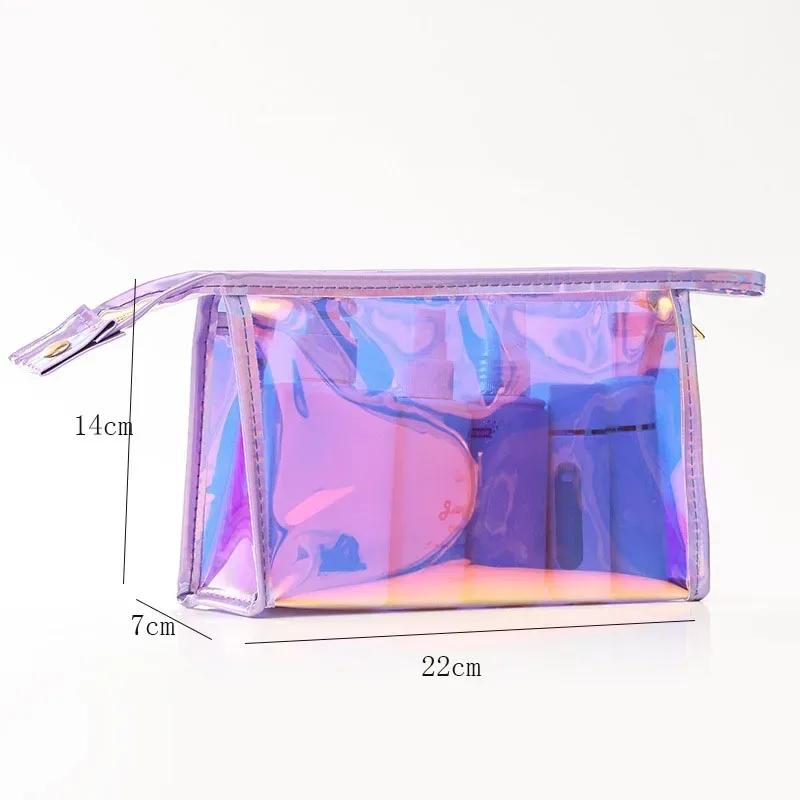 trousse de maquillage laser transparente en forme de boulette, trousse de maquillage de voyage, sac à brosse de lavage, style ins, cosmétiques coréens