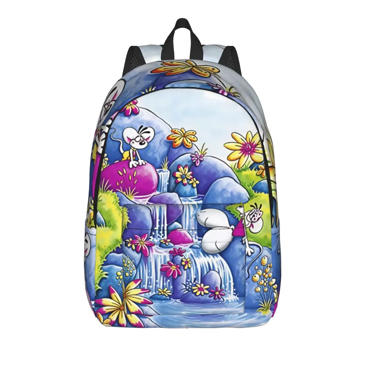 sac à dos de dessin animé d-diddl rat, personnage rose    sacs à dos de voyage en polyester pour étudiants, respirants, esthétiques, sacs d'école, sacs à dos