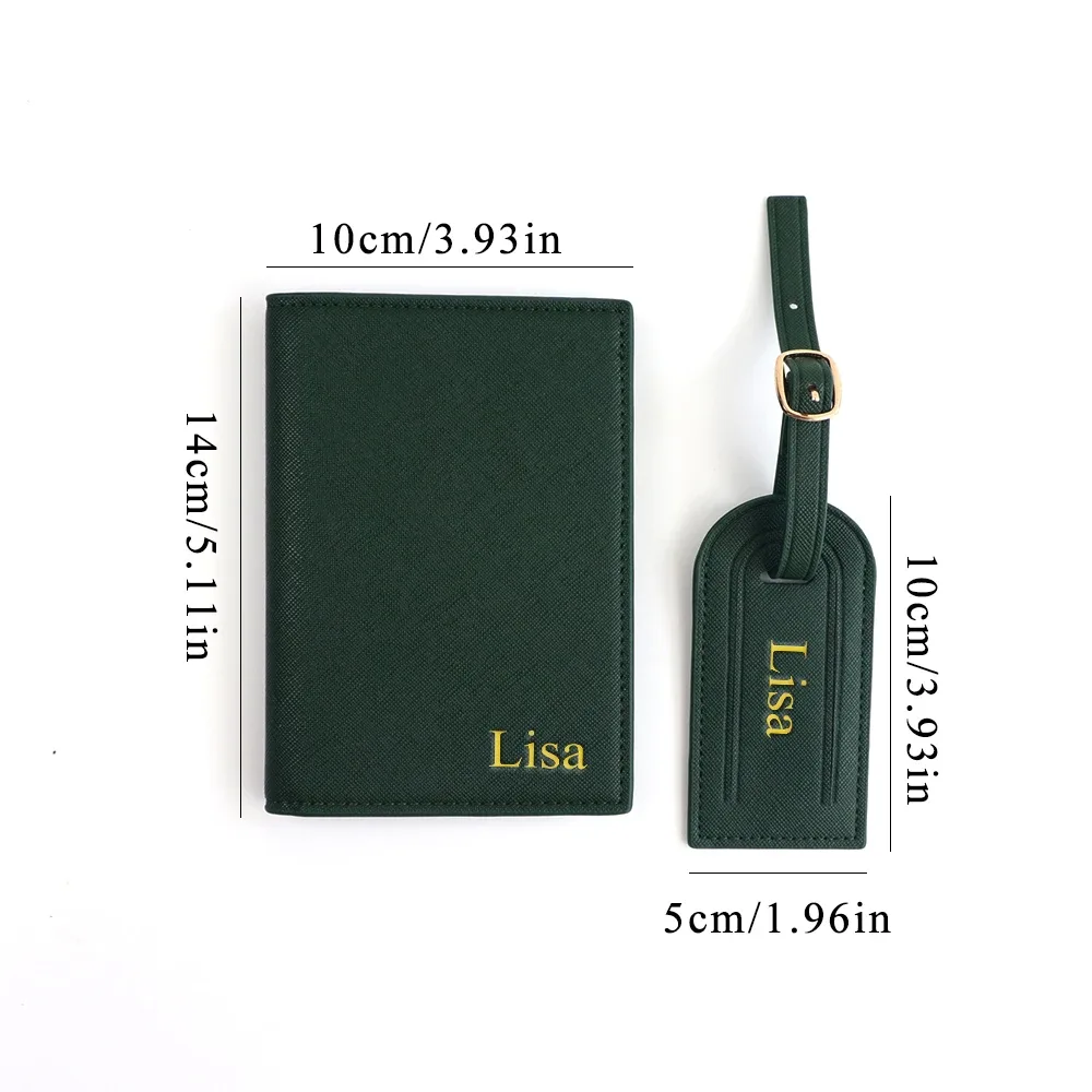 étiquette de bagage en cuir pu avec nom personnalisé, ensemble de sacs pour passeport, étiquette anti-damage pour sac, étiquette de bagage, étui pour carte d'identité