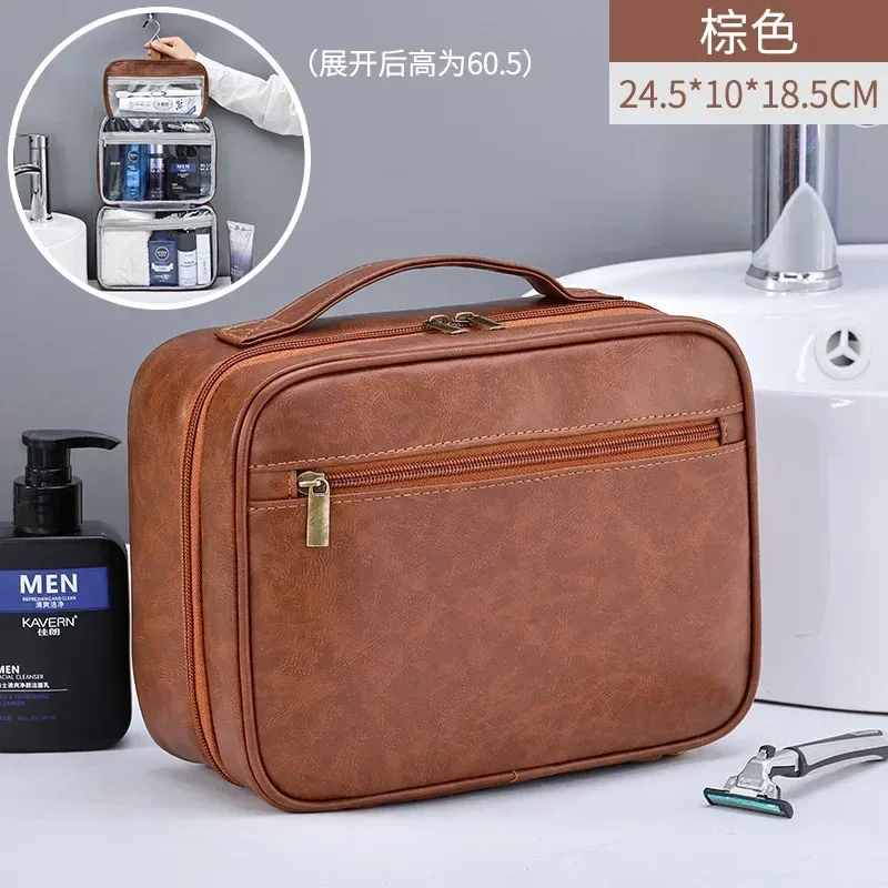 sacs à cosmétiques pour hommes, essentiels de voyage, organisateur de cosmétiques, sac de rangement suspendu pliable, sac de maquillage de luxe transparent et étanche