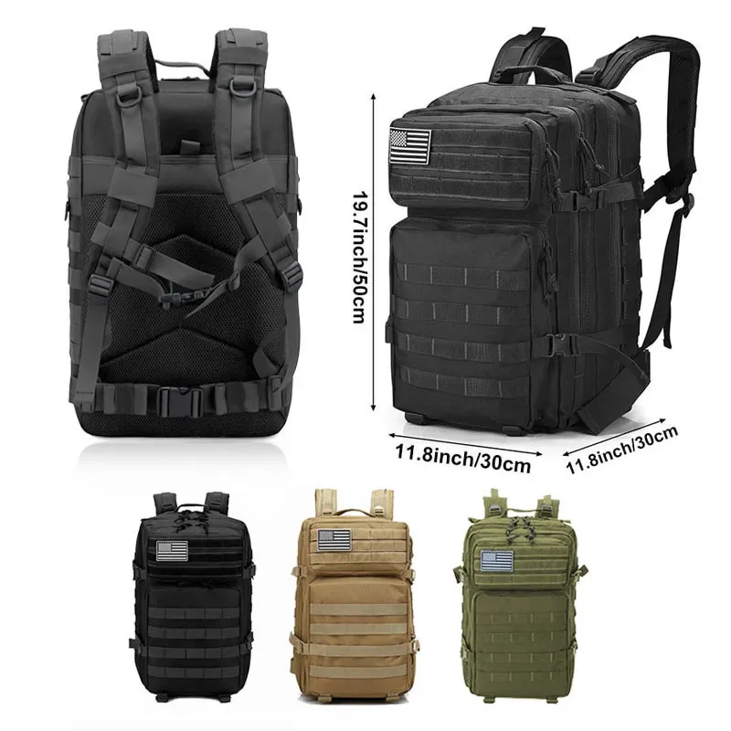 50l sac à dos tactique hommes voyage grande capacité sacs à dos hommes étanche sports de plein air sacs multifonctionnels