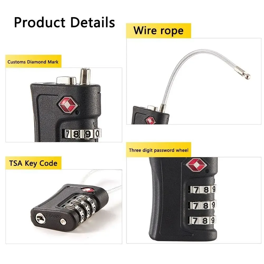 nouveau serrure à code douanier tsa pour bagages de voyage mot de passe serrure modifiable cadenas de conception de couleur contrastée