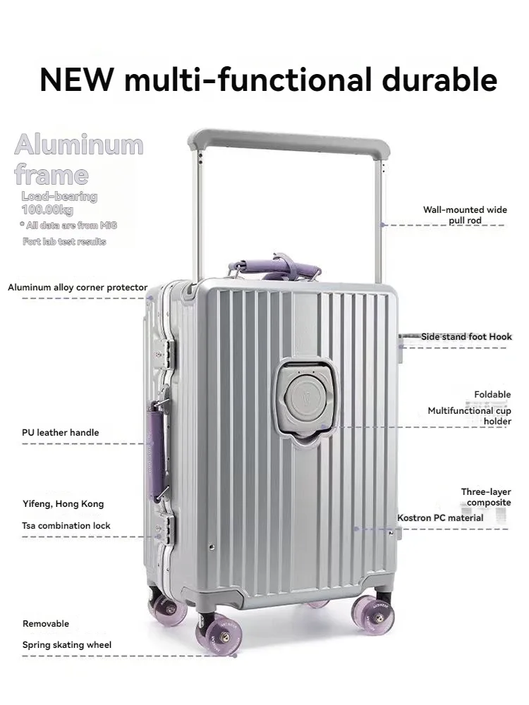 bagage à roue de patinage, valise d'embarquement de 20 pouces, étui de voyage de 24 pouces, boîte de mot de passe premium, boîtier de chariot durable, nouvelle collection 2025