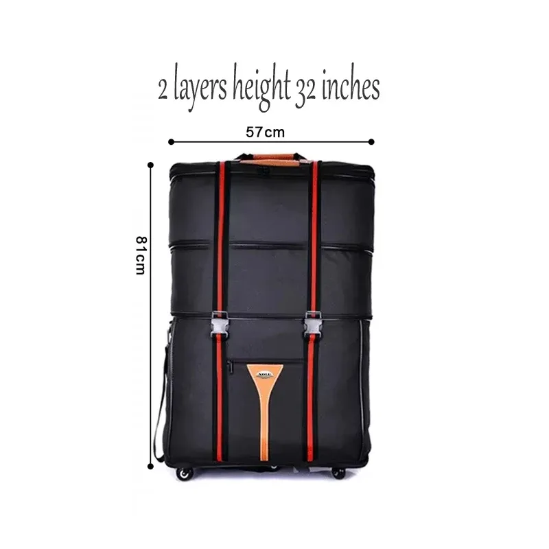 valise à roulettes en tissu oxford grande capacité 32-36 pouces pour les études à l'étranger et les déménagements, sac de voyage pliable à roulettes