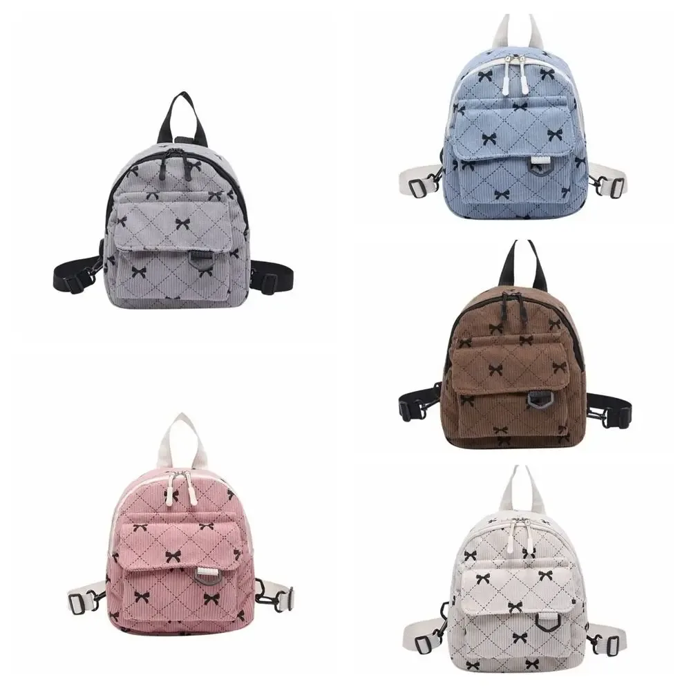 sac à dos mini décontracté en velours côtelé, imprimé nœud papillon, sac à dos multi-nœuds, sac de rangement pour cosmétiques, sac à bandoulière léger pour les trajets quotidiens