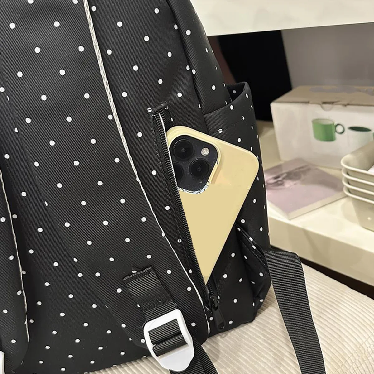 sac à dos en nylon à pois tendance, sac à dos pour clavier de piano avec pendentif, sac à dos quotidien pour adolescentes, sacs à dos mignons, grand sac de voyage, sac pour ordinateur portable