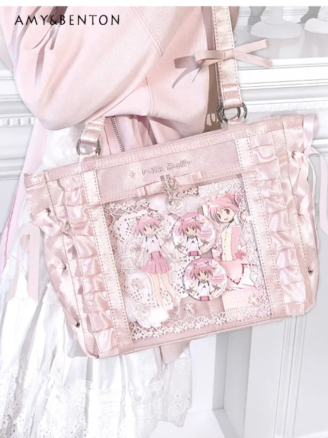 Mine Series – sac à bandoulière Itabags doux, couleur unie, polyvalent, grande capacité, fermeture éclair, sac carré, sac à main japonais
