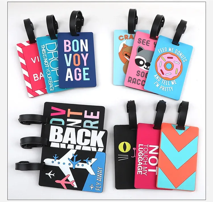 étiquette de bagage en pvc avec animaux de dessin animé, 1 pièce, pour femmes et hommes, accessoires de voyage de vacances, étiquettes de valise, nom, identification, adresse, étiquettes de bagage de voyage