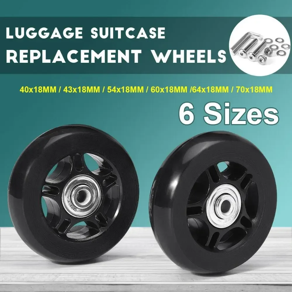 kit de réparation d'essieux silencieux durables avec vis, roues de bagage de voyage, pièces de valise, essieux de 40mm, 43mm, 54mm, 60mm, 64mm, 70mm