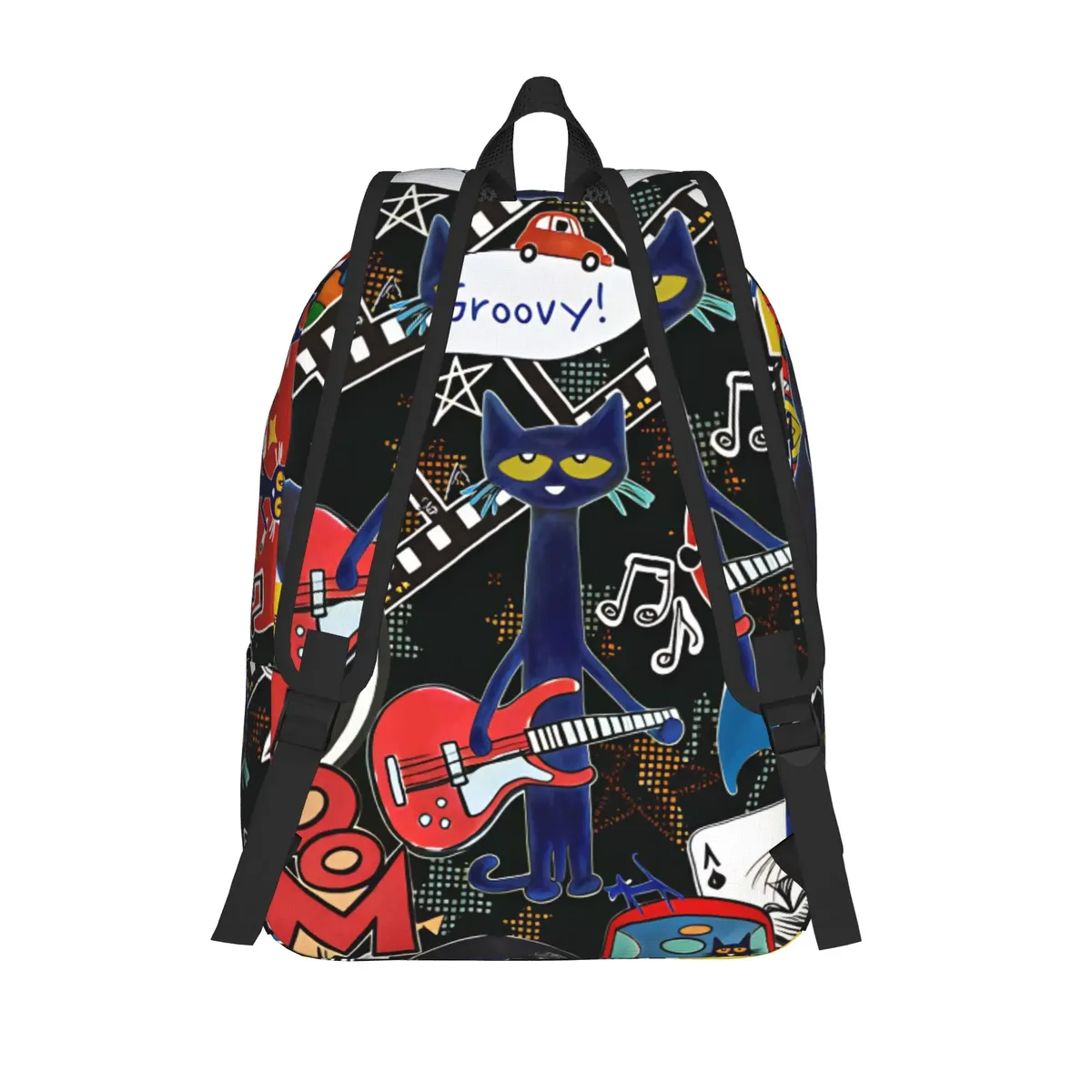 sac à dos pete the cat i love my white shoes pour garçon, en polyester, grand sac à dos esthétique pour l'école secondaire, idéal pour l'entraînement