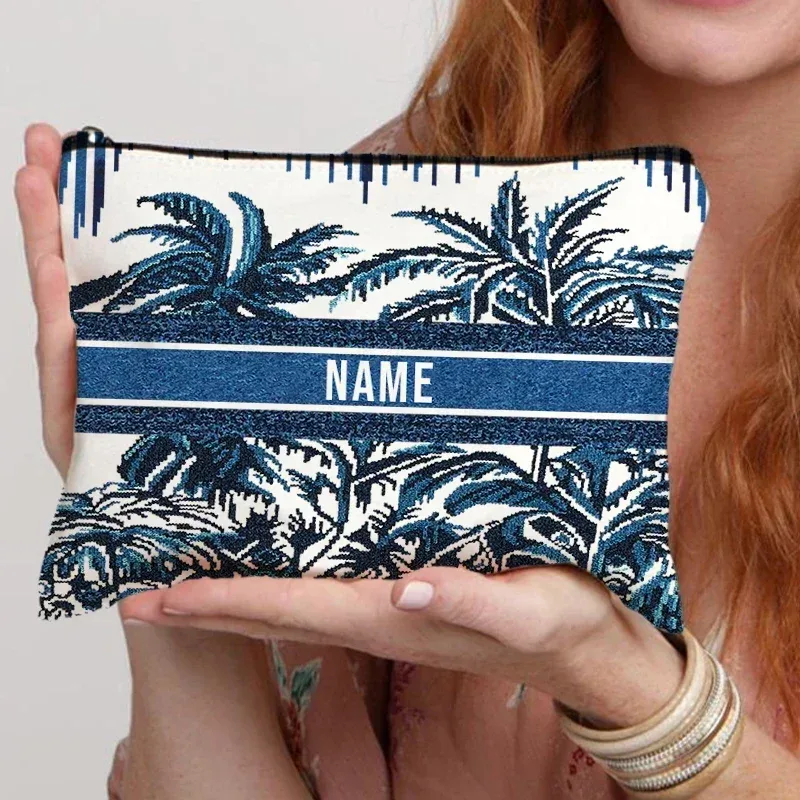 organisateur de cosmétiques de voyage avec nom personnalisé, pochette de rangement pour fournitures de bureau pour femmes, sac de maquillage en toile cadeau personnalisé, trousse à crayons