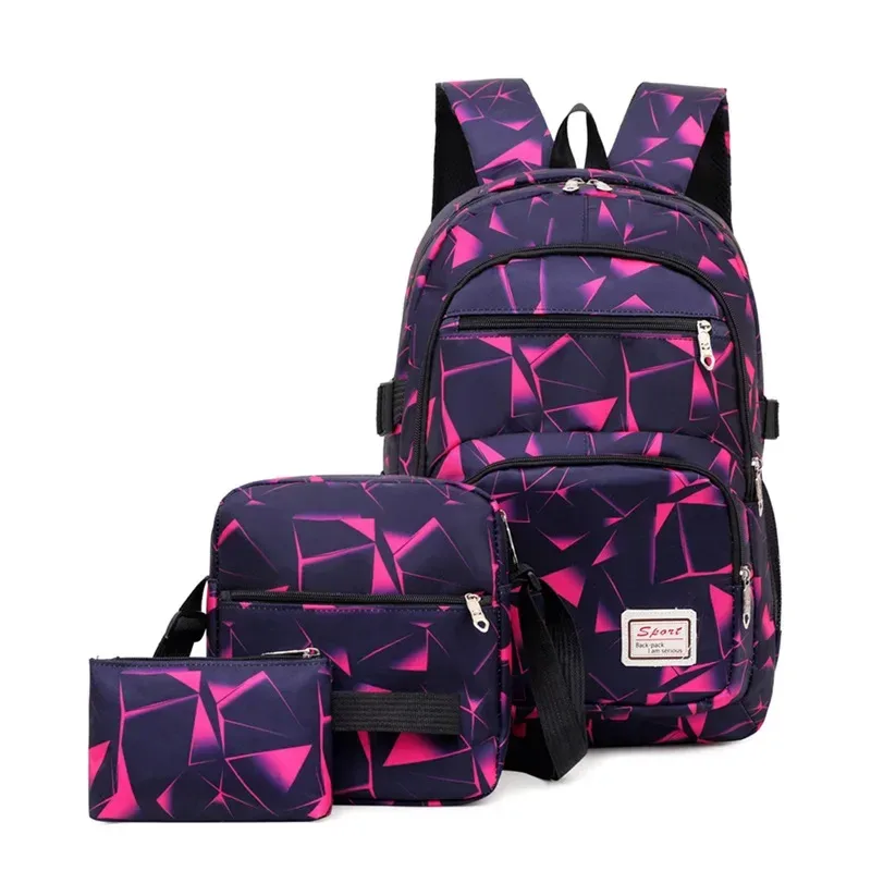 crossten 3 pièces/ensemble sacs de lycée pour femmes garçons un sac à bandoulière sacs à dos grand étudiant sac de voyage hommes école sac à dos mochila