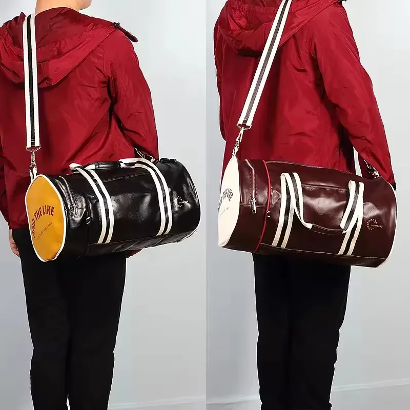 Sac bandoulière en cuir, sac de voyage, sac de sport, sac de gym pour homme et femme, sacs d'entraînement à main, sac de rangement de voyage