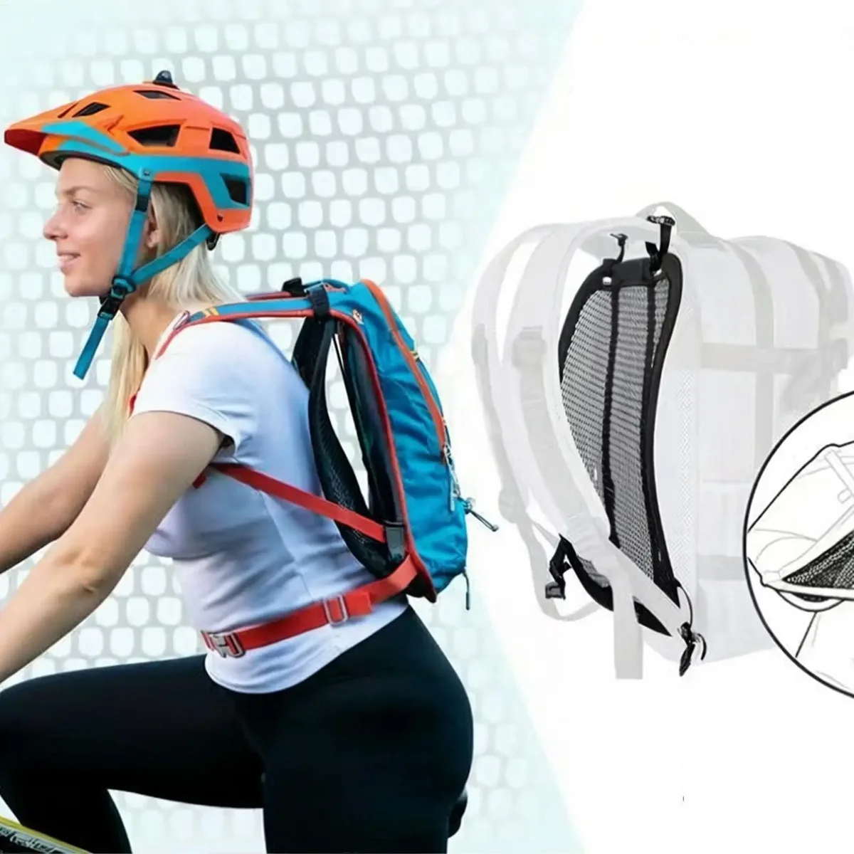 cadre d'entretoise respirant et réglable en maille universelle pour sac à dos, pour la circulation en extérieur, le cyclisme et la randonnée