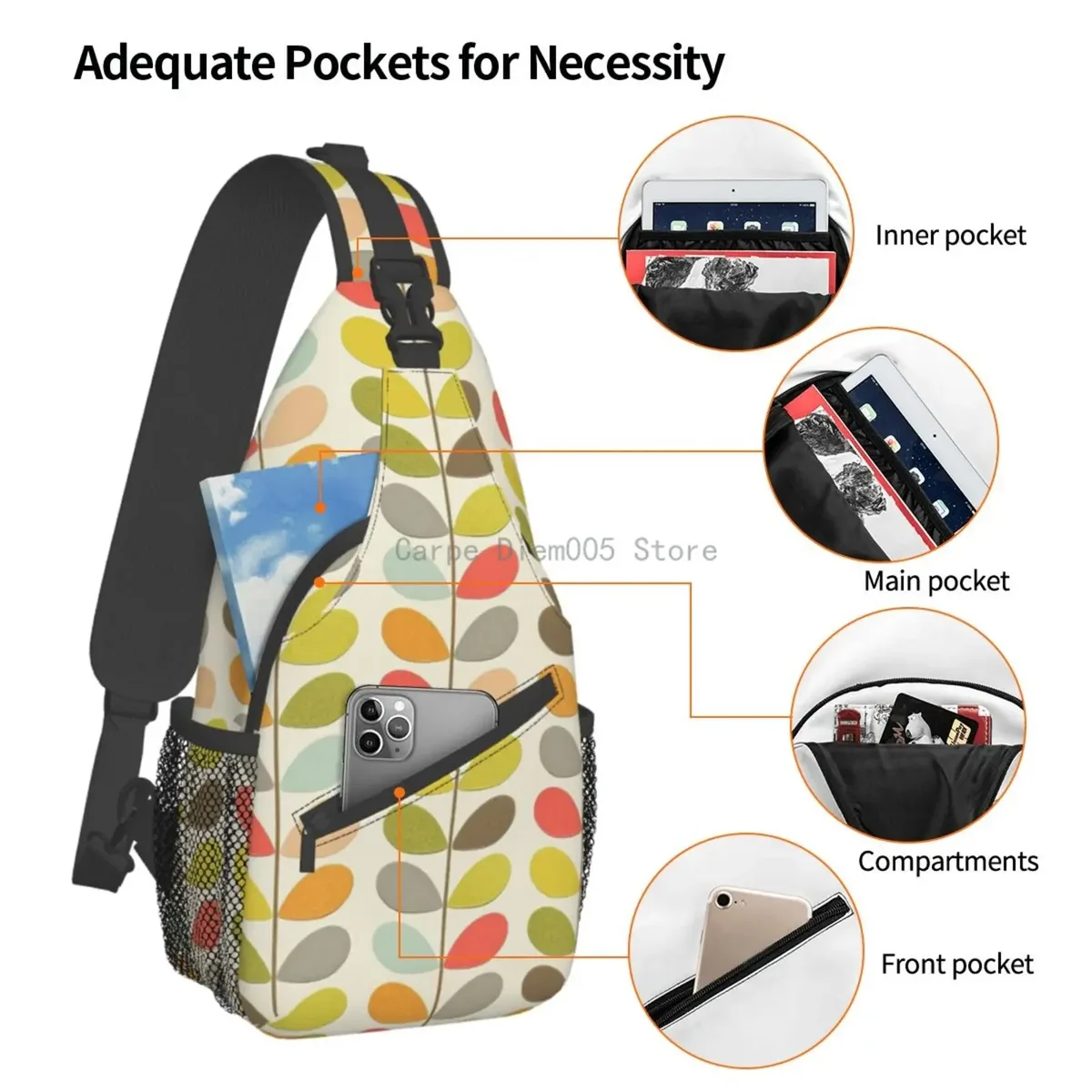 orla kiely sling crossbody chest bag pour homme, sac à dos initié pour la randonnée