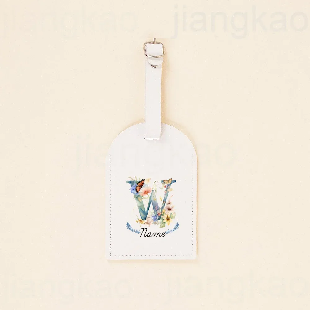 étiquette de bagage personnalisée en pu, lettre florale avec nom, étiquette de valise, accessoire de voyage, cadeau d'anniversaire de mariage pour elle