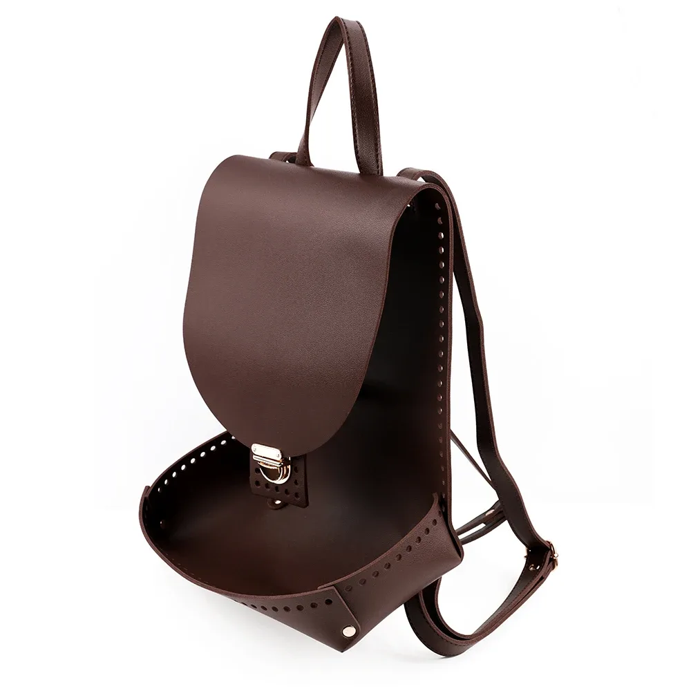 ensemble de sac à dos tissé bricolage, sac à main en cuir fait main, sangle initiée, sac à fond avec accessoires de quincaillerie, noir, marron, café