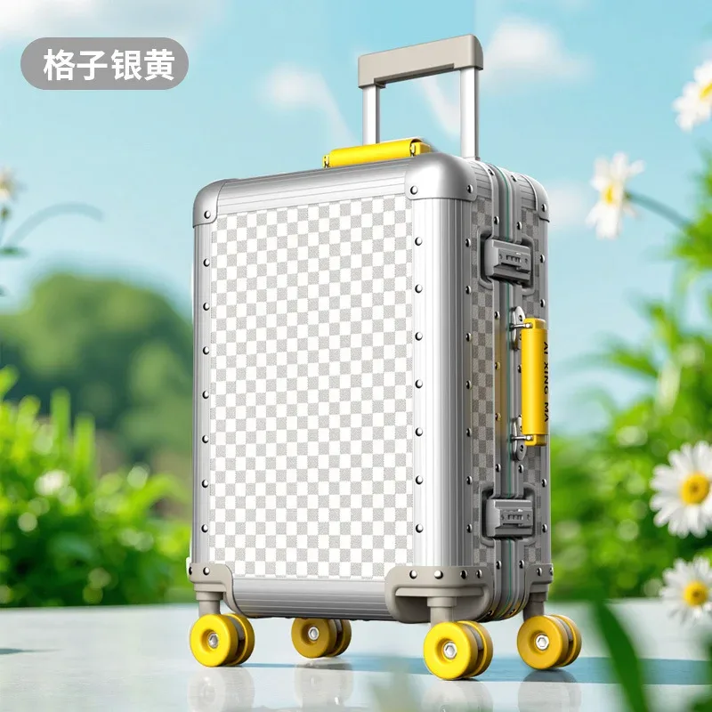 valise de voyage en alliage d'aluminium et de magnésium, bagages roulants, chariot de 20/24 pouces, valise d'embarquement de cabine à main, 100%