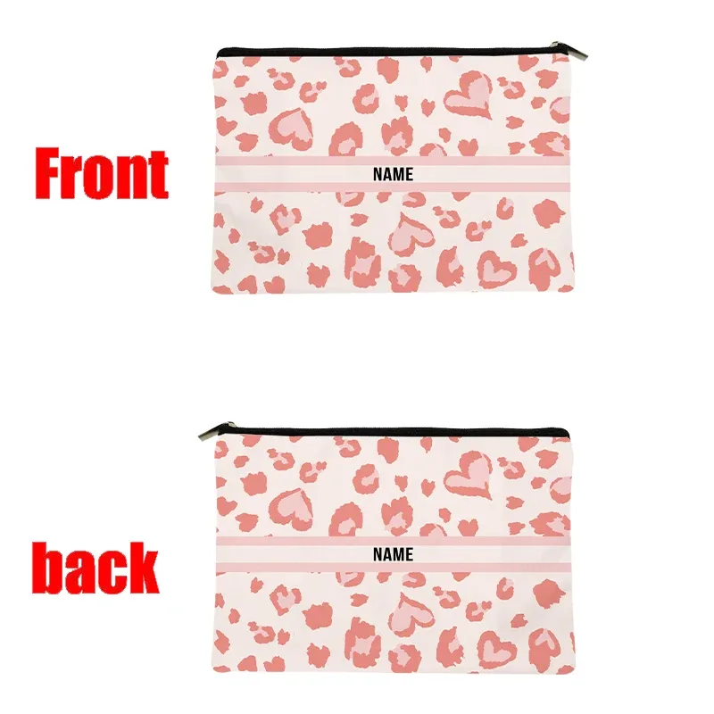 trousse de maquillage à motif léopard et tigre, trousse de toilette cosmétique essentielle pour les voyages, cadeau d'anniversaire ou de vacances avec nom personnalisé, trousse de maquillage