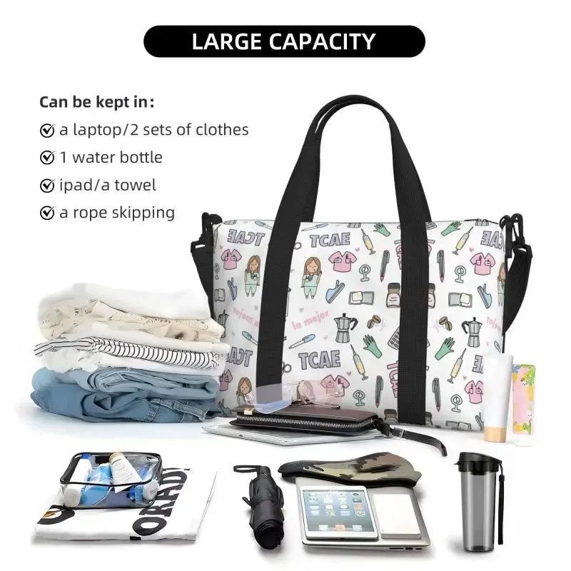 personnalisé enfermera en apuros médecin infirmière médical voyage sacs de sport étanche durable week-end sac de nuit voyage bagages sac