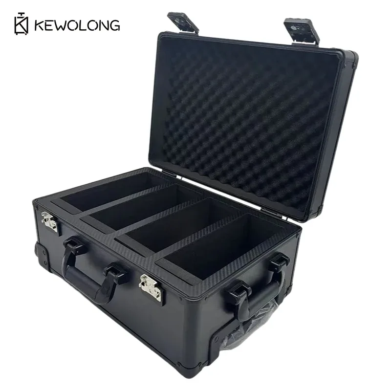 valise de rangement premium grande capacité pour cartes gradées 4 rangées, avec roulettes amovibles, pour collectionneurs