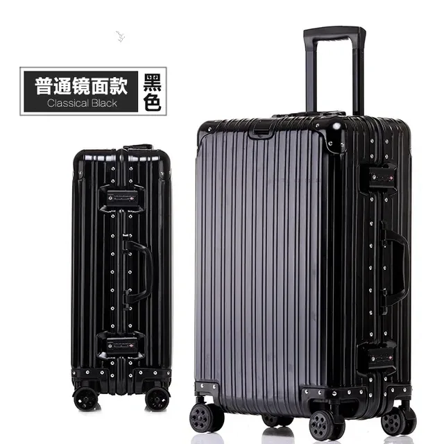 valise de voyage en alliage d'aluminium et de magnésium, nouveau style, roue muette de haute qualité, chariot à bagages roulants de 20/24/26/29 pouces, 100%