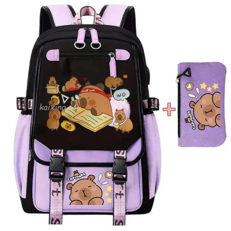 sacs à dos 2 pièces, ensemble kawaii capybara, légers, respirants, grande capacité, pour l'école, pour femmes et hommes, pour les voyages, meilleurs cadeaux