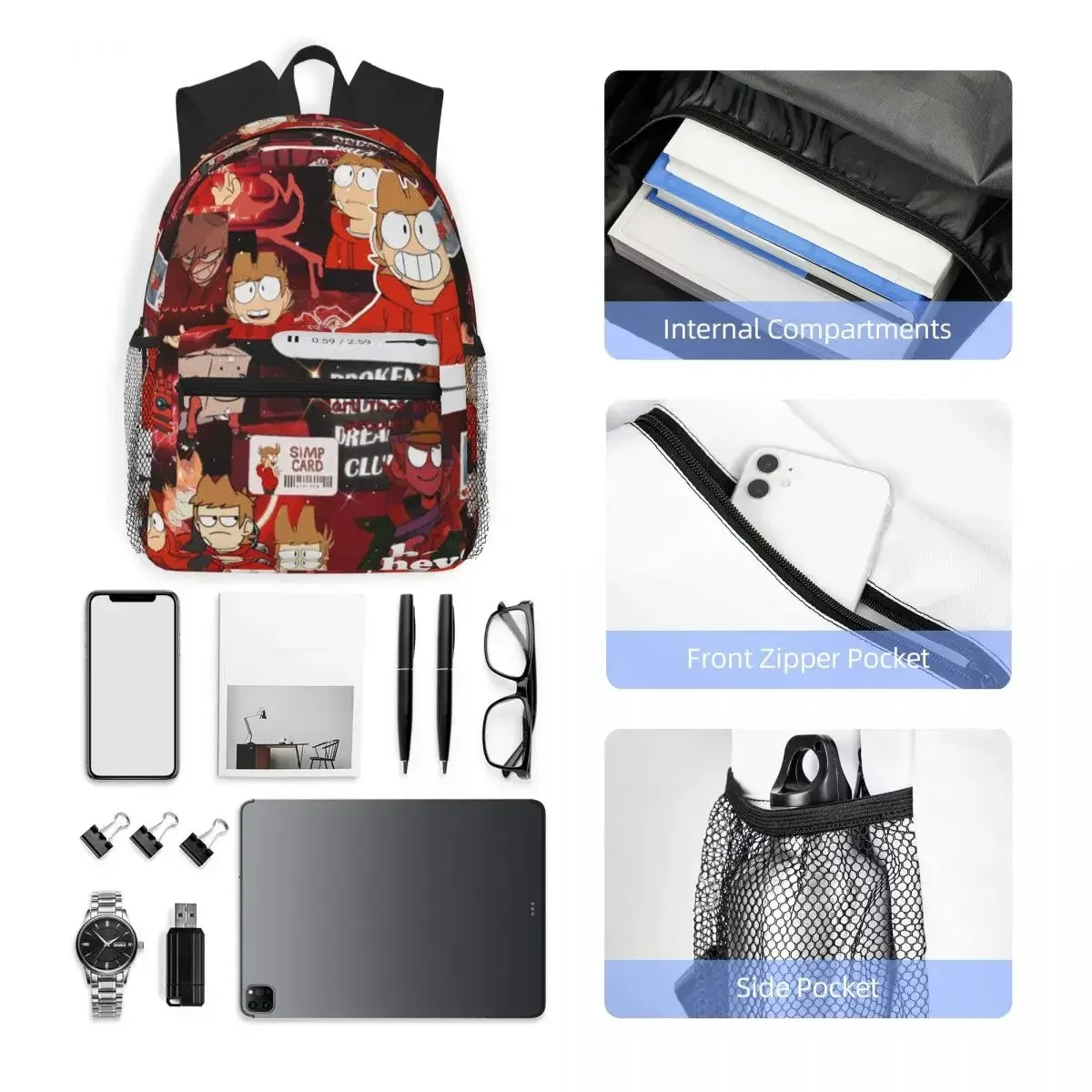 eddsworld sac à dos pour étudiants, sac d'école, sac à dos de randonnée, sac à dos de voyage pour garçons et filles, sac à dos à la mode, sacs à bandoulière